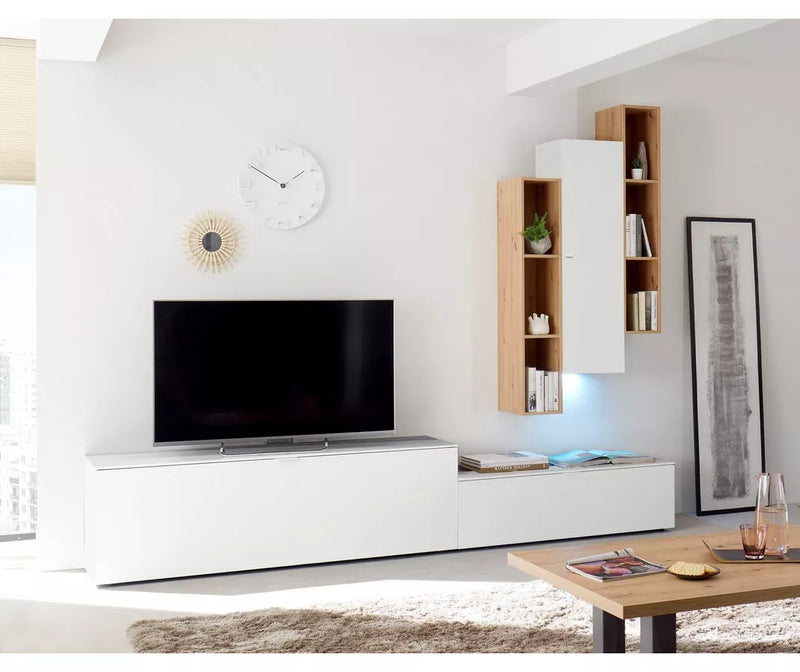 TV meubel wandmeubel modern zwart wit bruin Breedte 118 cm Diepte 42 cm Hoogte 35 cm