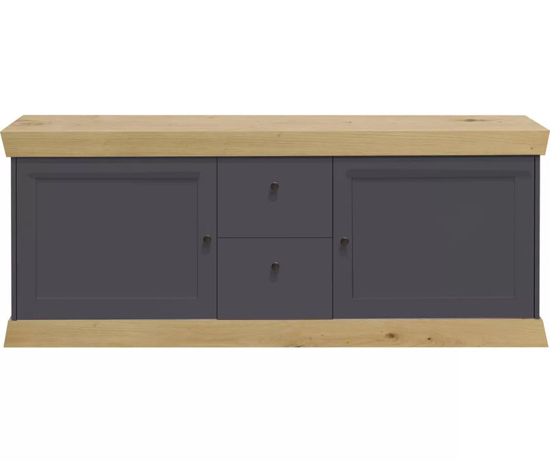 Mueble TV mueble alto rural antracita mate marrón claro Ancho 167 cm Fondo 44 cm Alto 62 cm