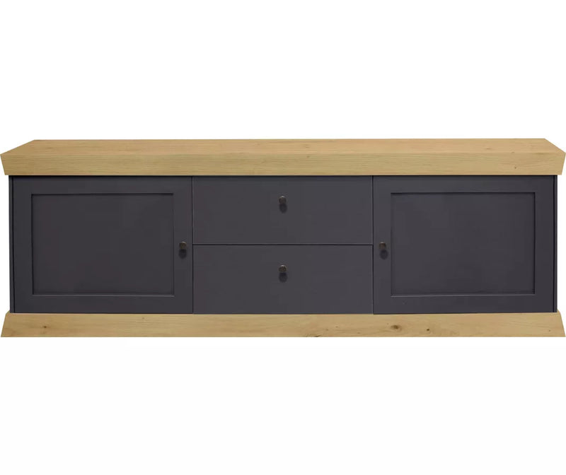 Mueble TV mueble alto rural mate gris claro blanco marrón claro gris oscuro Ancho 193 cm Fondo 44 cm Alto 62 cm