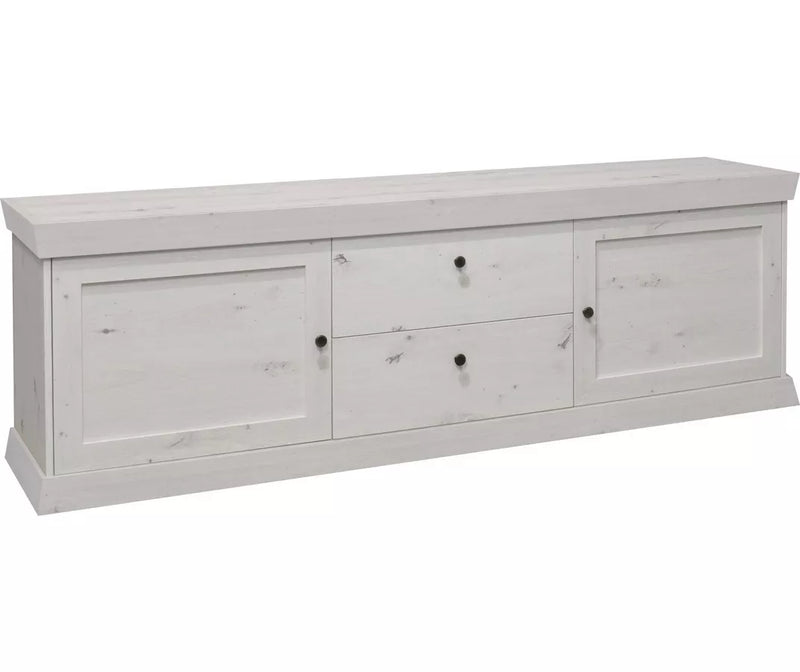 Mueble TV mueble alto rural mate gris claro blanco marrón claro gris oscuro Ancho 193 cm Fondo 44 cm Alto 62 cm