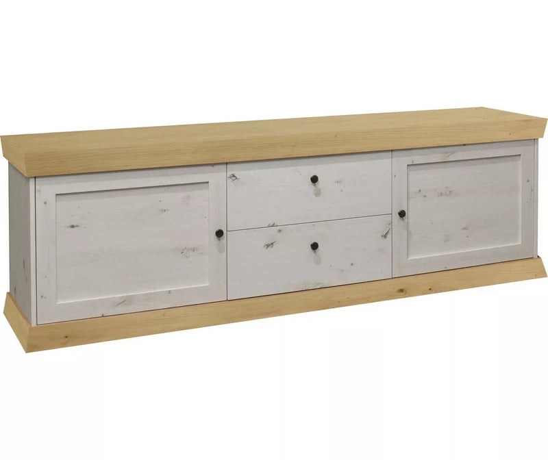 Mueble TV mueble alto rural mate gris claro blanco marrón claro gris oscuro Ancho 193 cm Fondo 44 cm Alto 62 cm