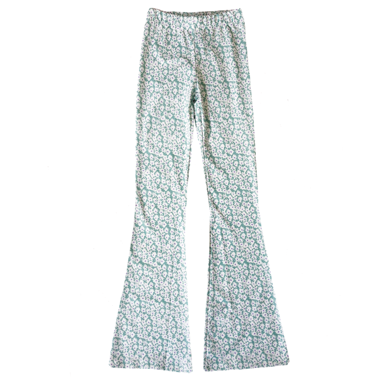 Dames broek mintgroen wit s m