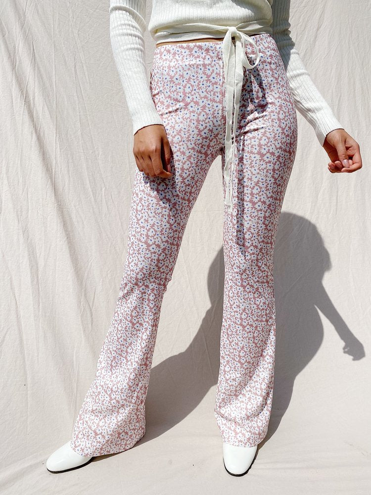 Pantalón mujer rosa blanco sm