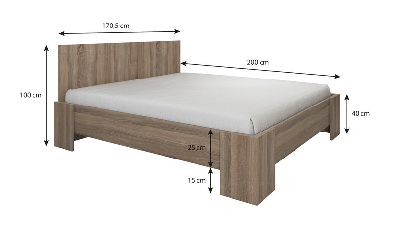 Tweepersoonsbed Monaco - Eiken - 160x200 cm