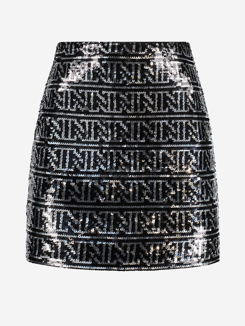 Dames rok zwart glitter xs s m l xl