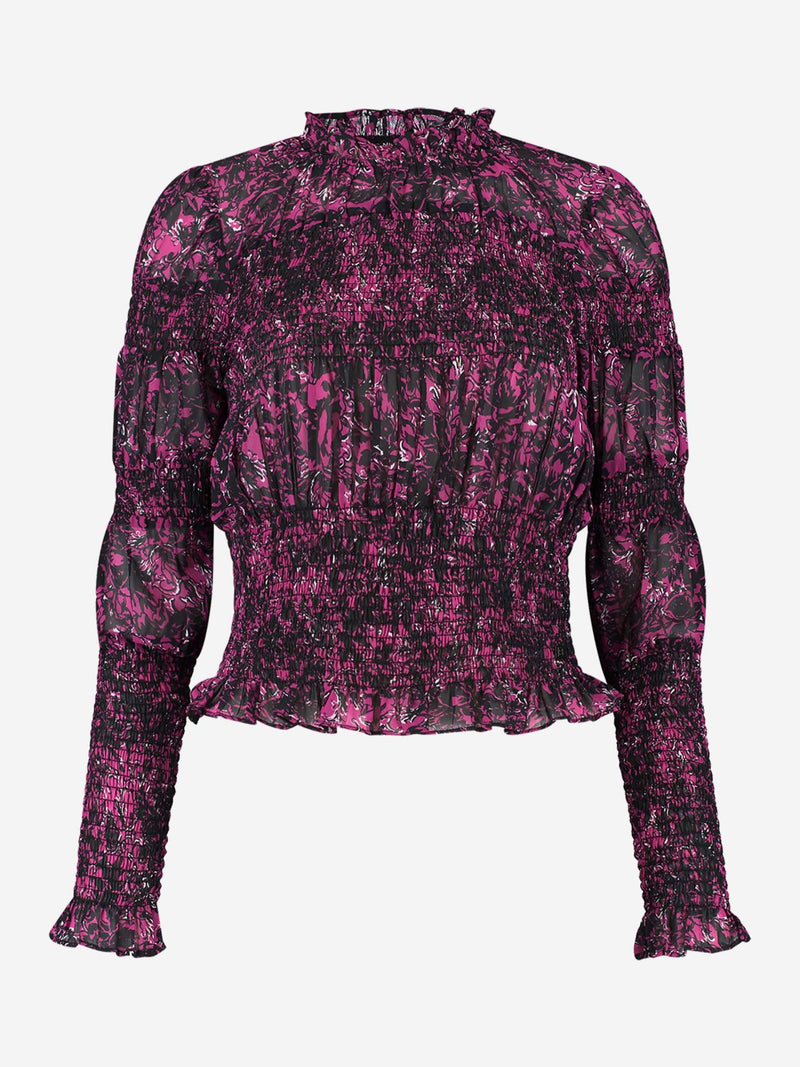 Dames blouse bloemenprint paars zwart xs s m l xl