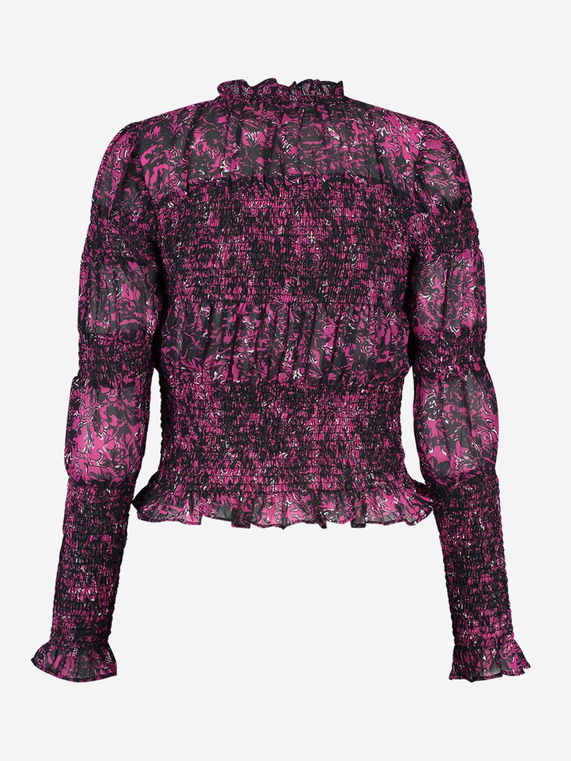 Blusa mujer estampado floral violeta negro xs sml xl