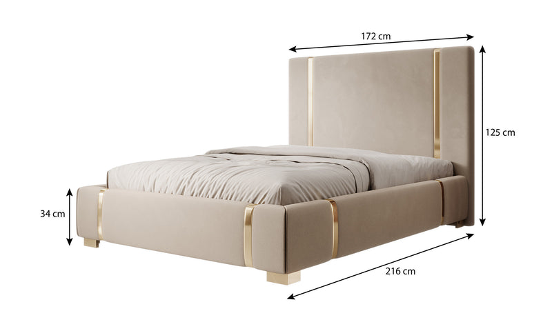 Tweepersoonsbed Ofelia - Beige - 160x200 cm