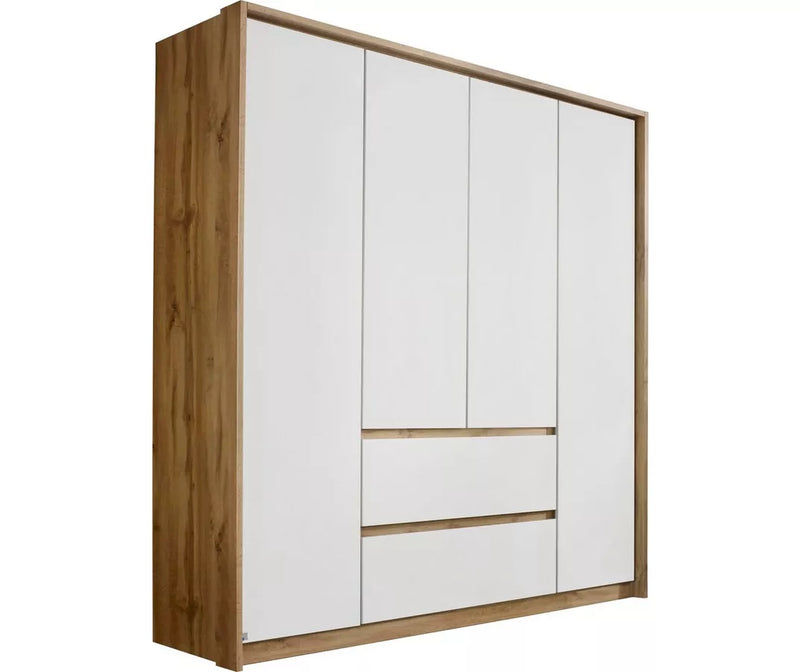 Kledingkast modern wit zwart bruin Breedte 185 cm Diepte 58 cm Hoogte 212 cm