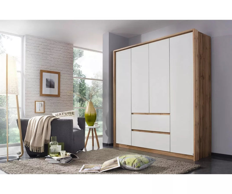 Kledingkast modern wit zwart bruin Breedte 185 cm Diepte 58 cm Hoogte 212 cm