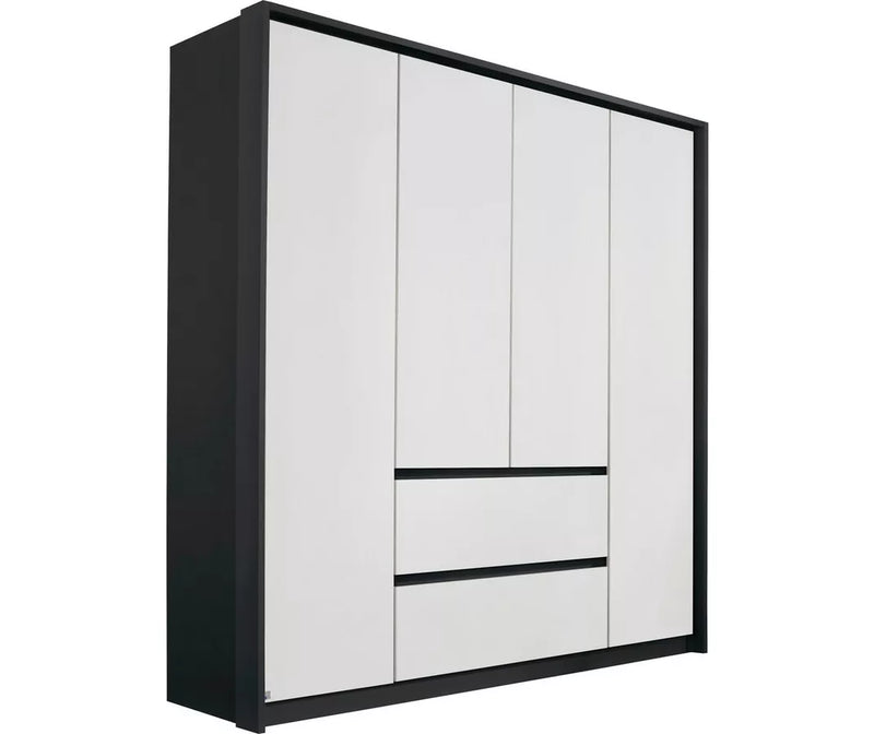 Kledingkast modern wit zwart bruin Breedte 185 cm Diepte 58 cm Hoogte 212 cm