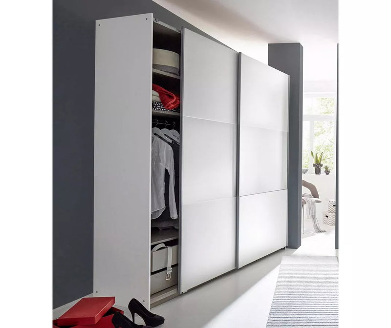 Armario con puertas correderas moderno blanco gris oscuro Ancho 218 cm Fondo 59 cm Alto 210 cm