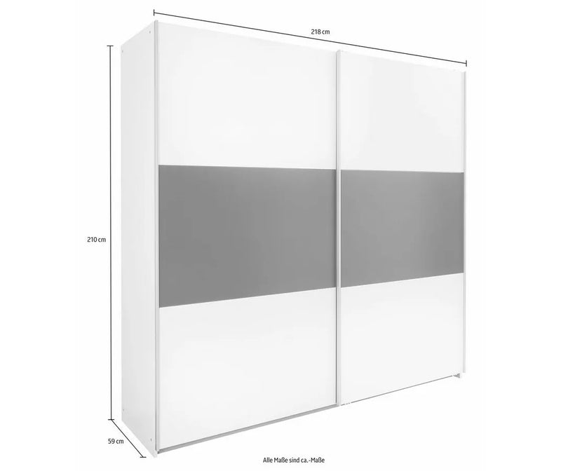 Armario con puertas correderas moderno blanco gris oscuro Ancho 218 cm Fondo 59 cm Alto 210 cm