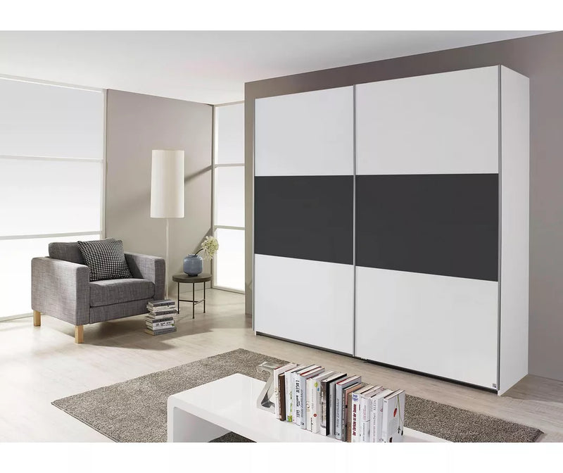 Armario con puertas correderas moderno blanco gris oscuro Ancho 218 cm Fondo 59 cm Alto 210 cm