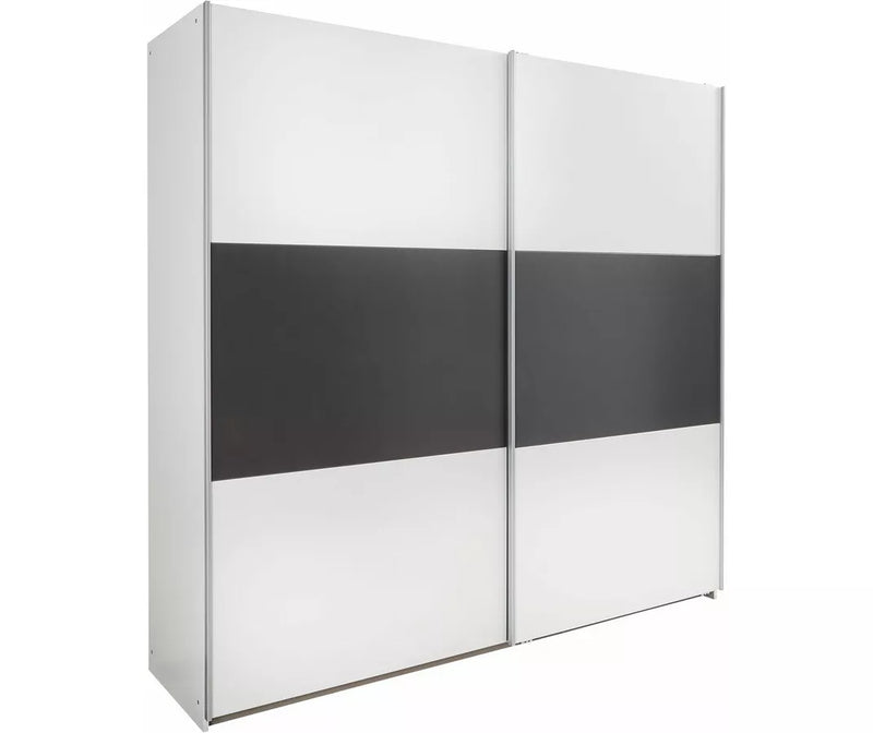 Kledingkast zweefdeurkast modern wit donkergrijs Breedte 218 cm Diepte 59 cm Hoogte 210 cm