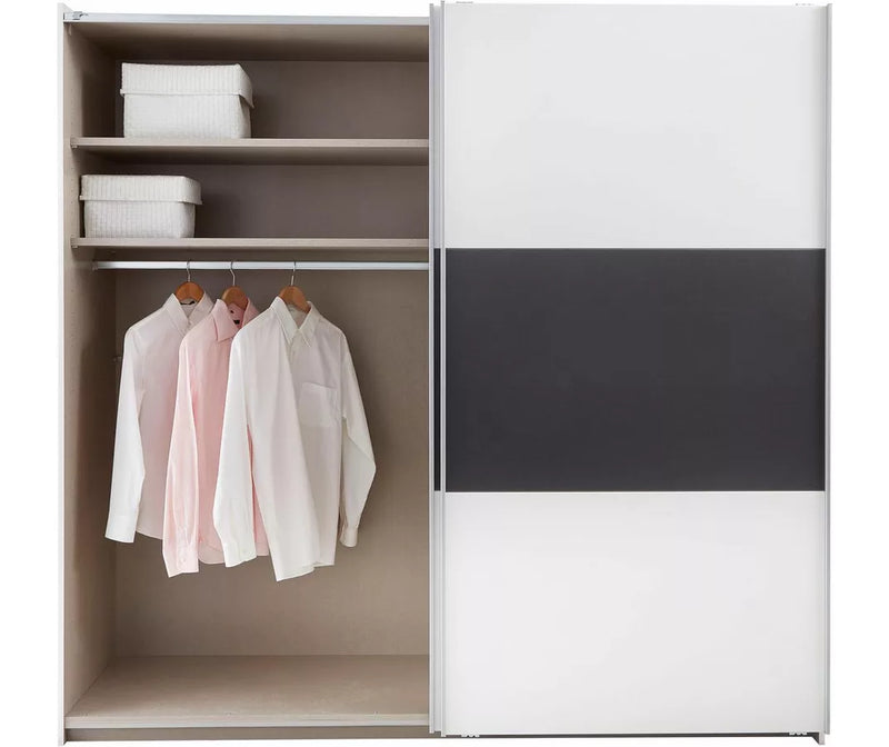 Armario con puertas correderas moderno blanco gris oscuro Ancho 218 cm Fondo 59 cm Alto 210 cm