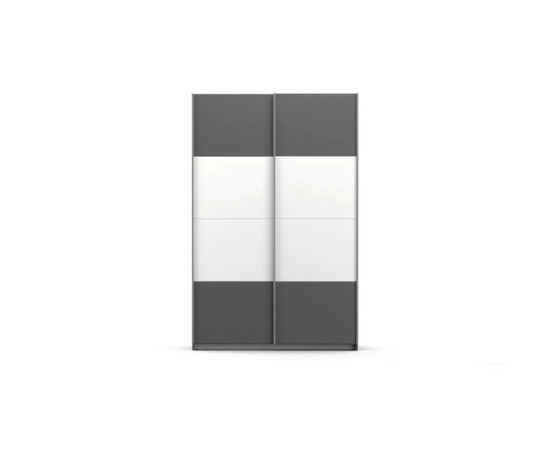 Armario armario con puertas correderas moderno alto brillo gris claro blanco gris oscuro roble marrón claro Ancho 136 cm Fondo 62 cm Alto 210 cm