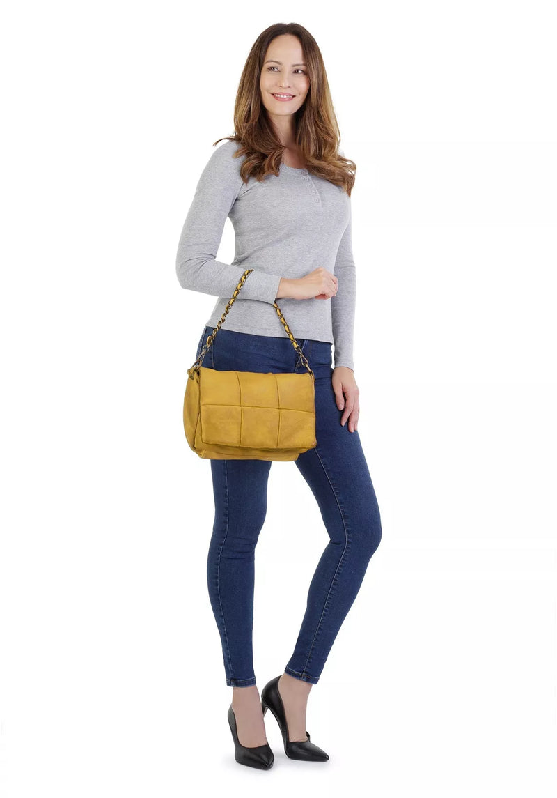 Bolso de mano mujer piel amarillo