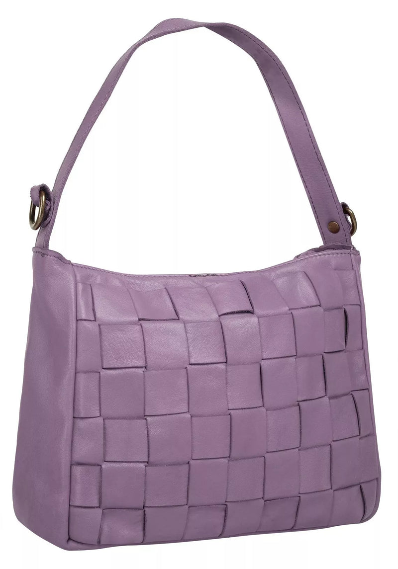 Bolso bandolera de mujer de piel auténtica violeta