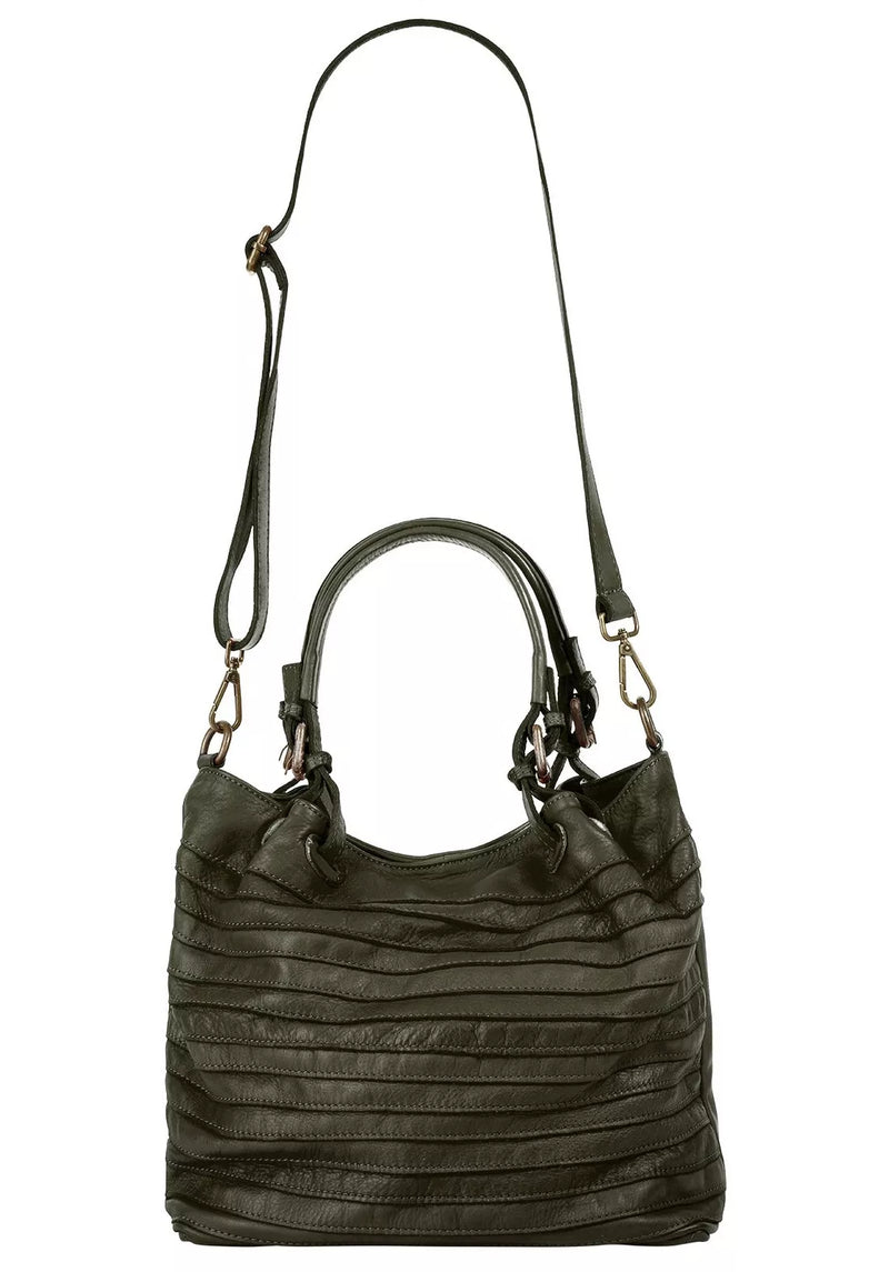 Bolso bandolera mujer piel verde oscuro