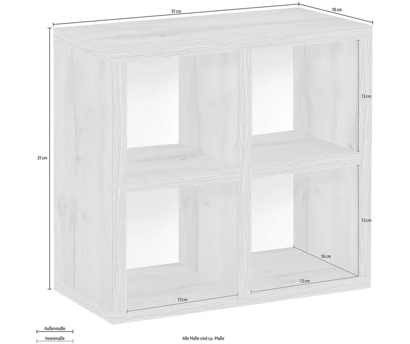 Mueble de pared block rack abierto madera marrón blanco Ancho 31 cm Fondo 18 cm Alto 31 cm