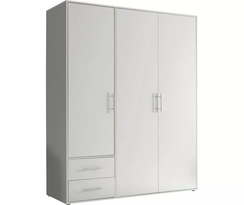 Kledingkast modern wit eiken bruin grijs Breedte 155 cm Diepte 60 cm Hoogte 195 cm