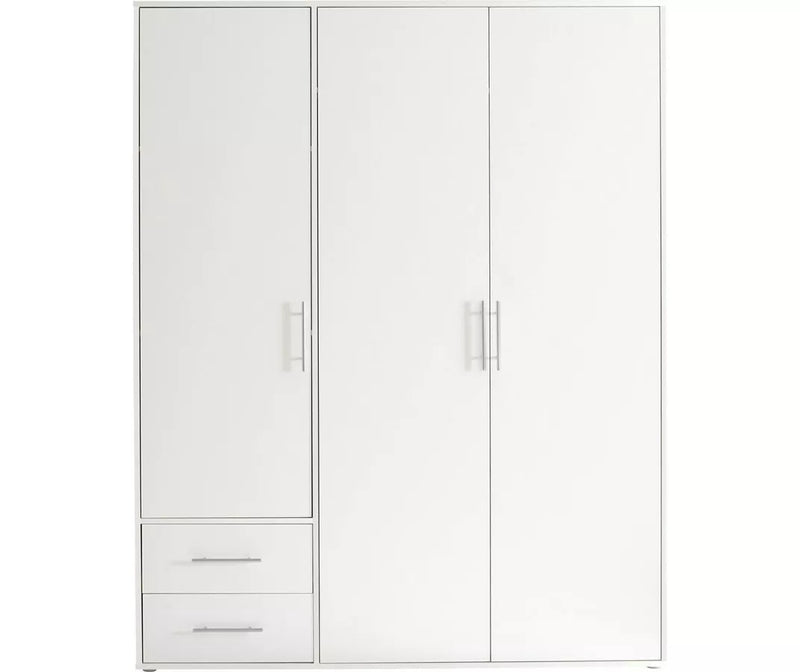 Kledingkast modern wit eiken bruin grijs Breedte 155 cm Diepte 60 cm Hoogte 195 cm