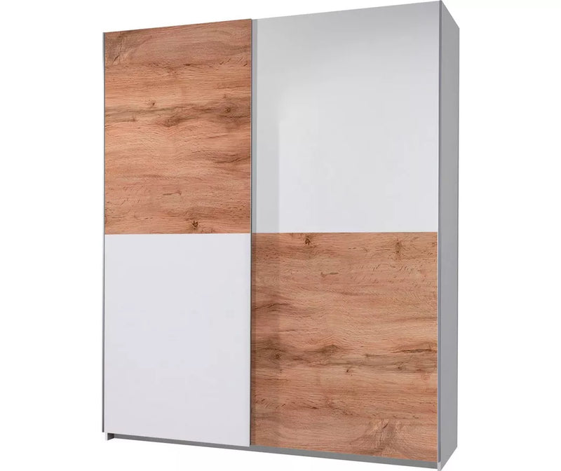 Kledingkast modern wit eiken bruin grijs Breedte 170 cm Diepte 59 cm Hoogte 195 cm