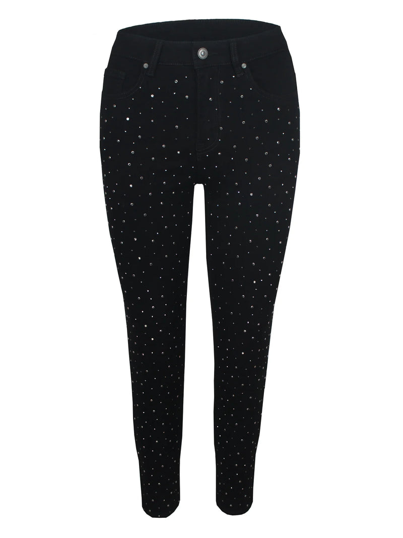 Dames broek zwart wit glitter xs s m l xl