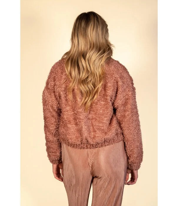 Dames jas hairy oud roze xs s m