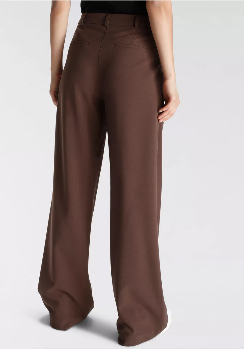 Dames broek pantalon wijde pijpen bruin 34 36 38 40 42 44 46