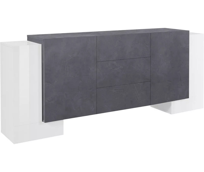 Aparador de pared moderno blanco brillante Ancho 210 cm Fondo 40 cm Alto 85 cm