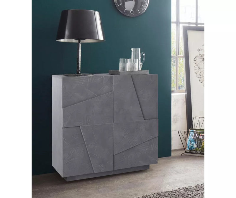 Aparador de pared moderno gris blanco brillante gris oscuro Ancho 80 cm Fondo 44 cm Alto 86 cm