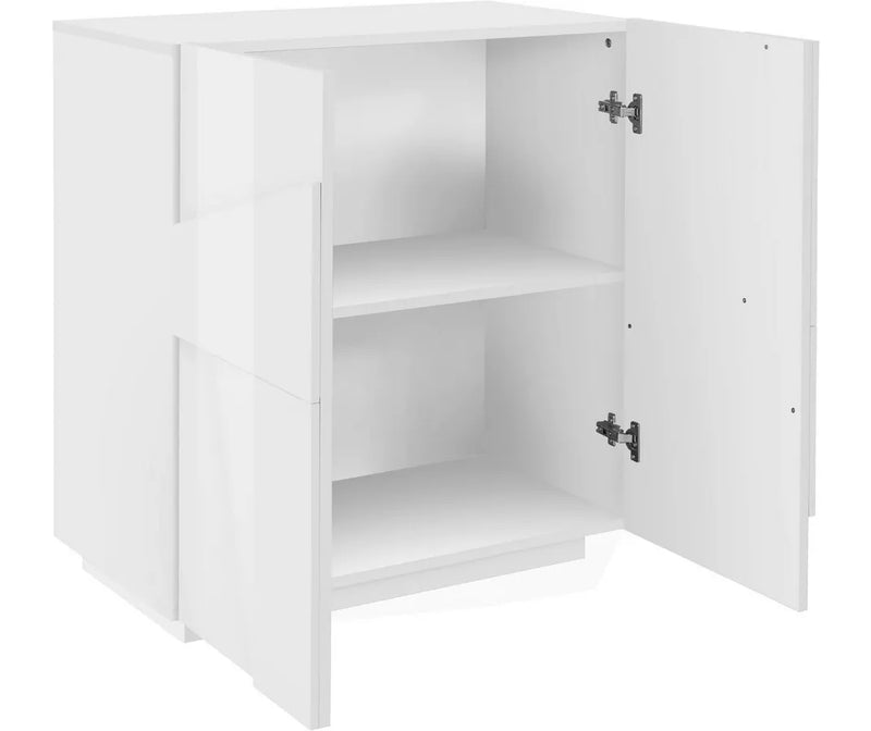 Dressoir wandmeubel modern grijs hoogglans wit donkergrijs Breedte 80 cm Diepte 44 cm Hoogte 86 cm