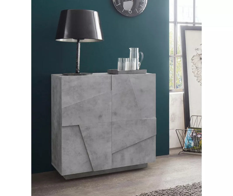 Aparador de pared moderno gris blanco brillante gris oscuro Ancho 80 cm Fondo 44 cm Alto 86 cm