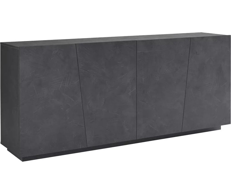 Aparador de pared moderno aspecto cemento gris blanco brillante Ancho 200 cm Fondo 43 Alto 86 cm