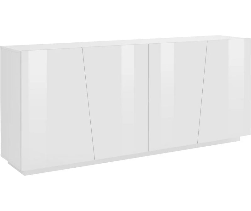 Aparador de pared moderno aspecto cemento gris blanco brillante Ancho 200 cm Fondo 43 Alto 86 cm