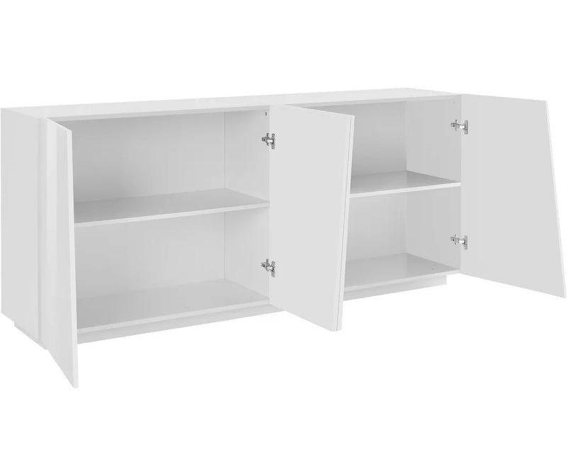 Dressoir wandmeubel modern cement-look grijs hoogglans wit Breedte 200 cm Diepte 43 Hoogte 86 cm