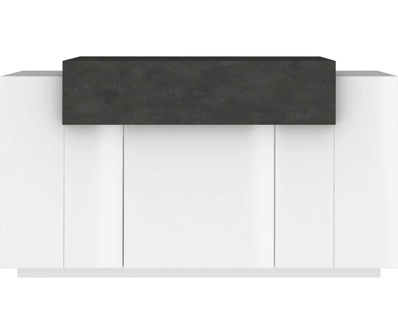 Aparador de pared moderno blanco marrón negro Ancho 140 cm Fondo 45 cm Alto 86 cm