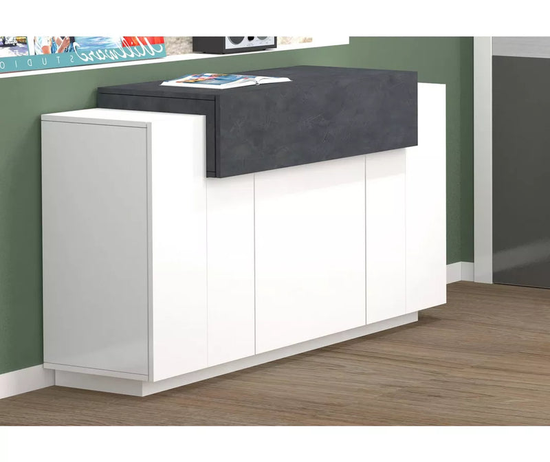 Dressoir wandmeubel modern wit bruin zwart Breedte 140 cm Diepte 45 cm Hoogte 86 cm