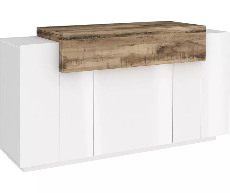 Dressoir wandmeubel modern wit bruin zwart Breedte 140 cm Diepte 45 cm Hoogte 86 cm