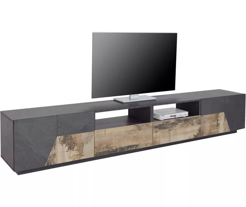 TV meubel wandmeubel modern donkergrijs wit bruin Breedte 260 cm Diepte 43 cm Hoogte 46 cm