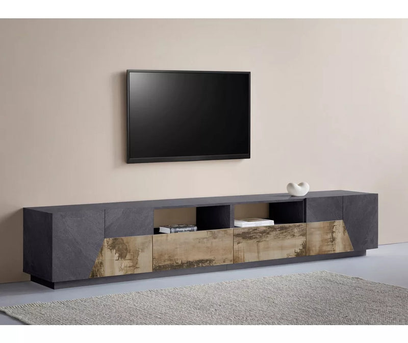 TV meubel wandmeubel modern donkergrijs wit bruin Breedte 260 cm Diepte 43 cm Hoogte 46 cm