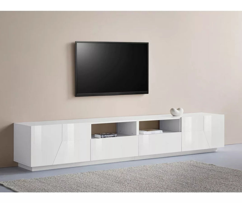 Mueble TV mueble alto moderno gris oscuro blanco marrón Ancho 260 cm Fondo 43 cm Alto 46 cm