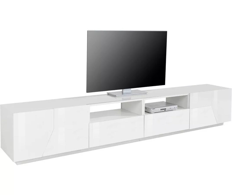 Mueble TV mueble alto moderno gris oscuro blanco marrón Ancho 260 cm Fondo 43 cm Alto 46 cm