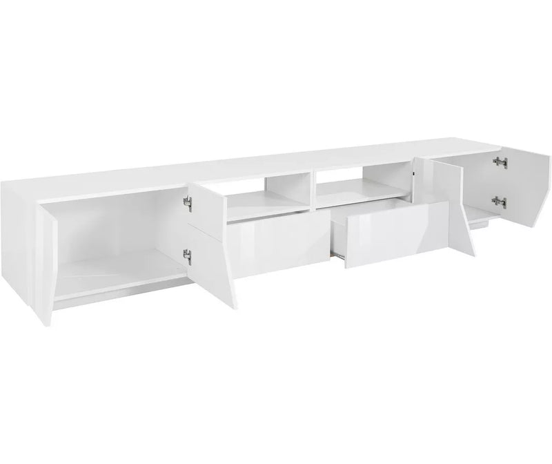 Mueble TV mueble alto moderno gris oscuro blanco marrón Ancho 260 cm Fondo 43 cm Alto 46 cm