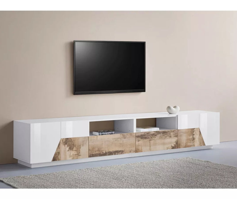 TV meubel wandmeubel modern donkergrijs wit bruin Breedte 260 cm Diepte 43 cm Hoogte 46 cm