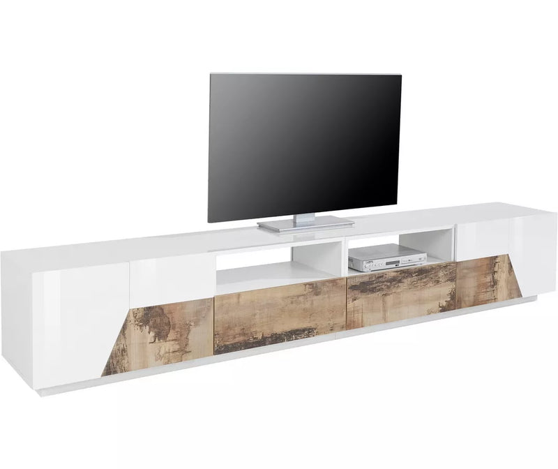 TV meubel wandmeubel modern donkergrijs wit bruin Breedte 260 cm Diepte 43 cm Hoogte 46 cm