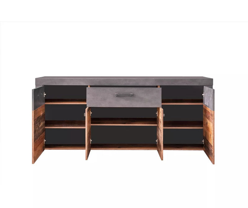 Dressoir wandmeubel landelijk modern bruin grafiet grijs Breedte 178 Diepte 40 cm Hoogte 77 cm