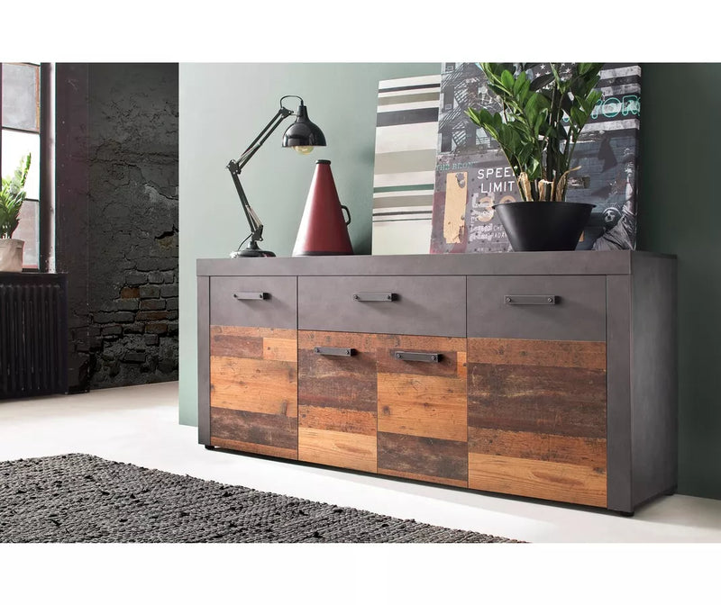 Dressoir wandmeubel landelijk modern bruin grafiet grijs Breedte 178 Diepte 40 cm Hoogte 77 cm